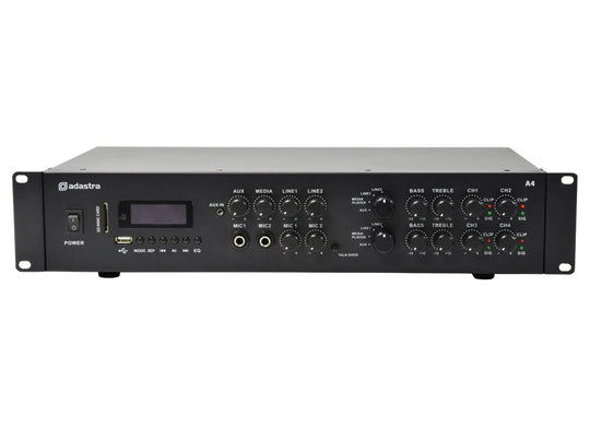 Wzmacniacz stereo PA Adastra A4 4x 200 W Bluetooth Połączenie mikrofonowe – zdjęcie 2
