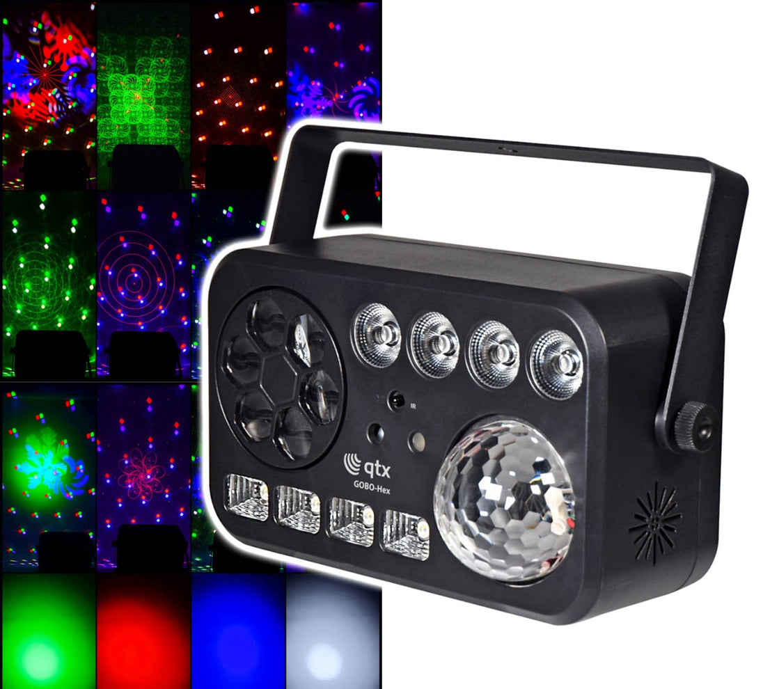 QTX GOBO HEx 6 w 1 LED i efekt laserowy