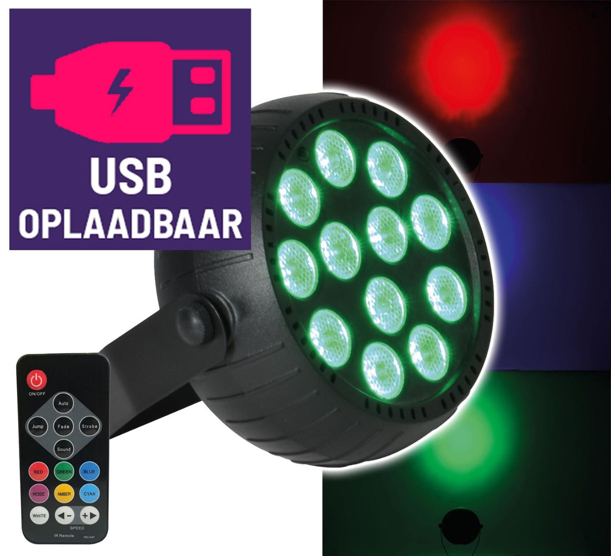 Qtx USB Akumulatorowy mini reflektor LED PAR 18W