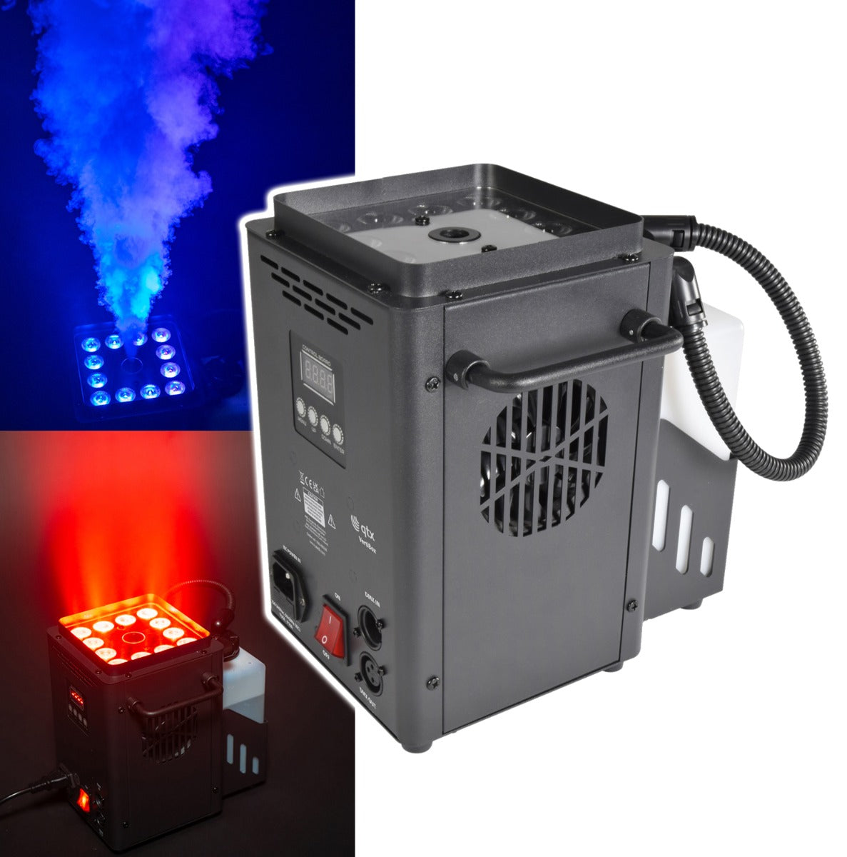 Kompaktowa maszyna do dymu QTX Vertibox z oświetleniem LED
