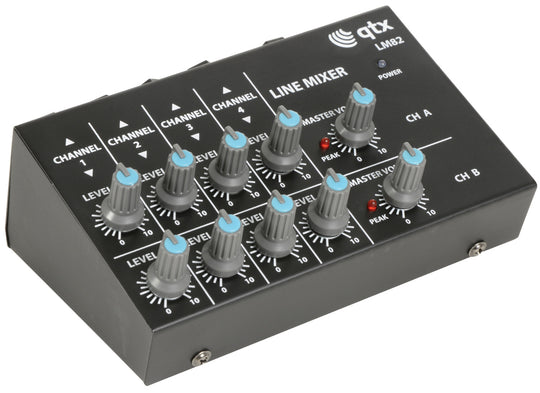 Kompaktowy mikser stereo o poziomie liniowym QTX LM82