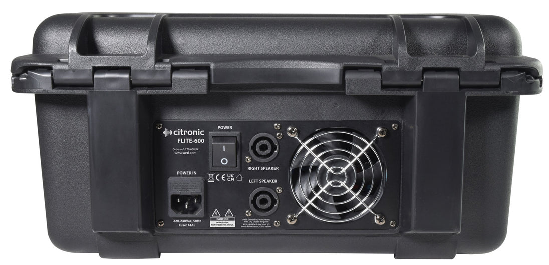 Citronic FLITE-600 przenośny wzmacniacz miksujący 2 x 300 W 2 mikrofony i efekty DSP – zdjęcie 5