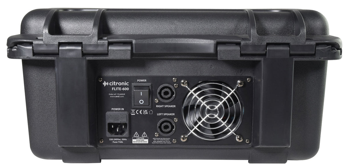Citronic FLITE-600 przenośny wzmacniacz miksujący 2 x 300 W 2 mikrofony i efekty DSP – zdjęcie 5
