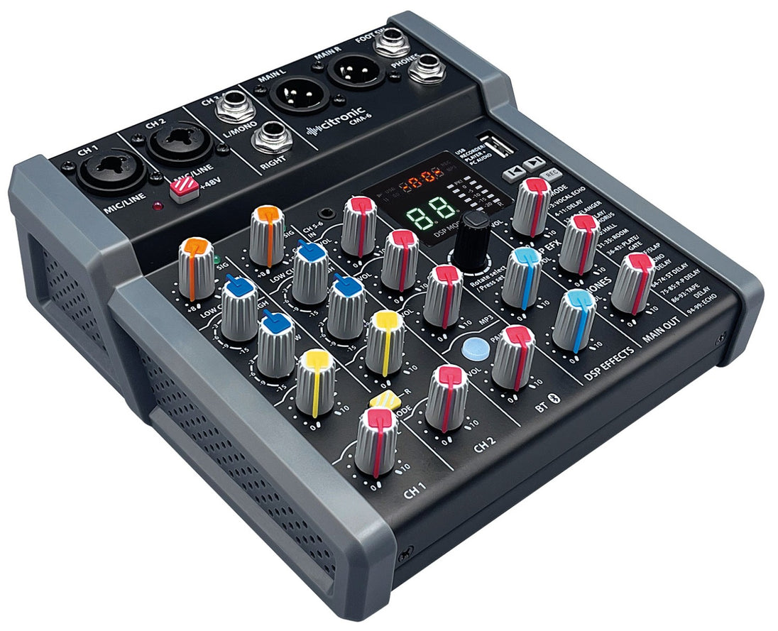 Mikser Citronic CMA-6 z DSP, odtwarzaniem/nagrywaniem przez USB/PC i Bluetooth