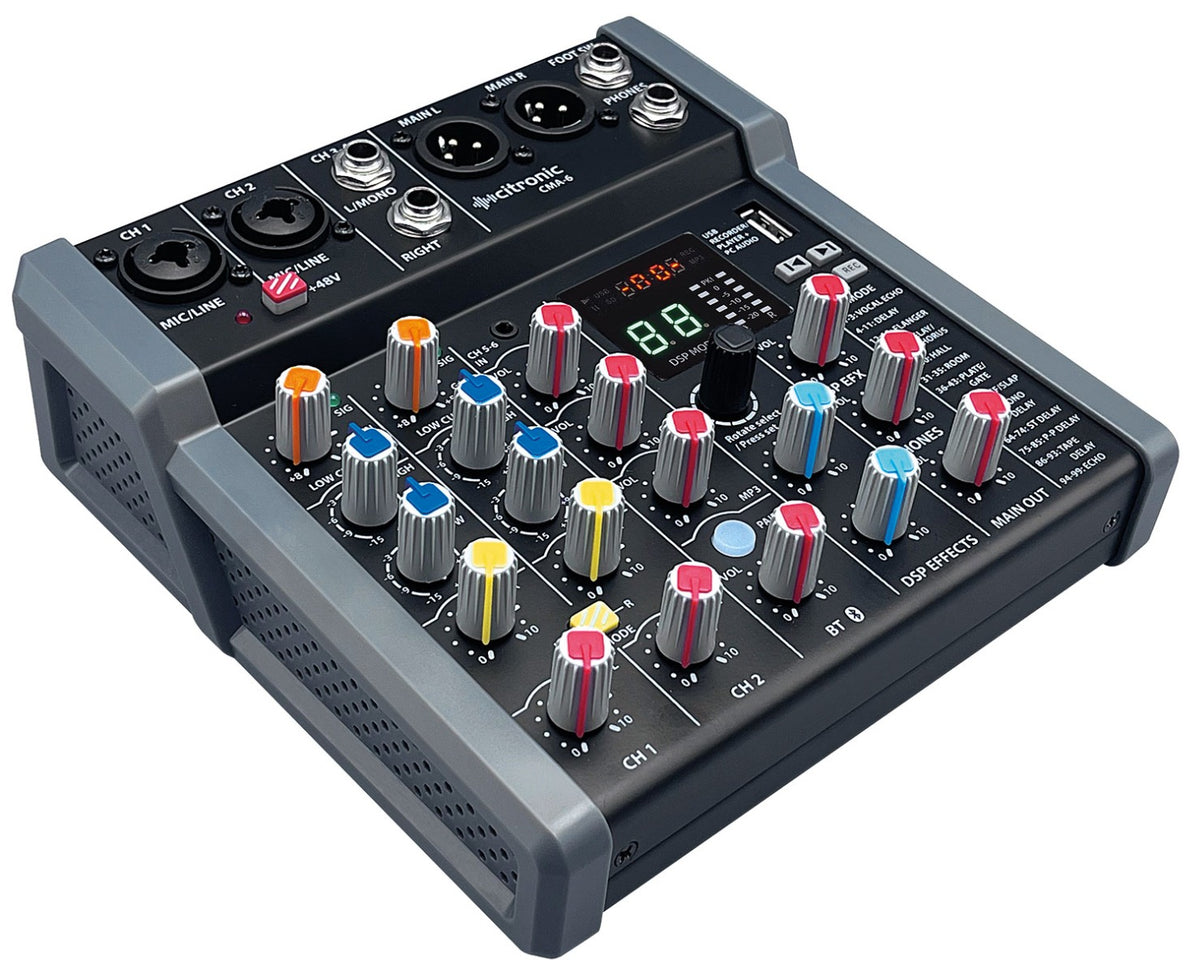 Mikser Citronic CMA-6 z DSP, odtwarzaniem/nagrywaniem przez USB/PC i Bluetooth
