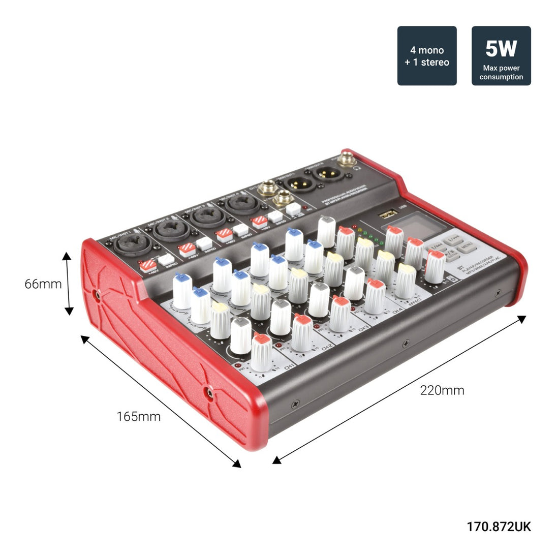 Mikser Citronic CSM-6 z USB/Bluetooth i efektem Delay – zdjęcie 2