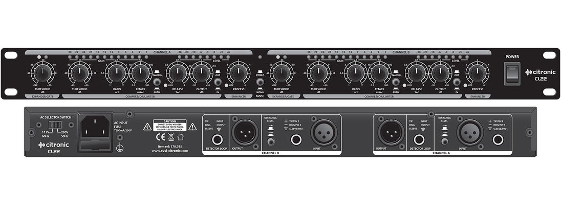 Citronic CL 22 19" Kompresor stereo, limiter, bramka – zdjęcie 4