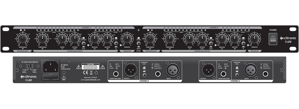 Citronic CL 22 19" Kompresor stereo, limiter, bramka – zdjęcie 4