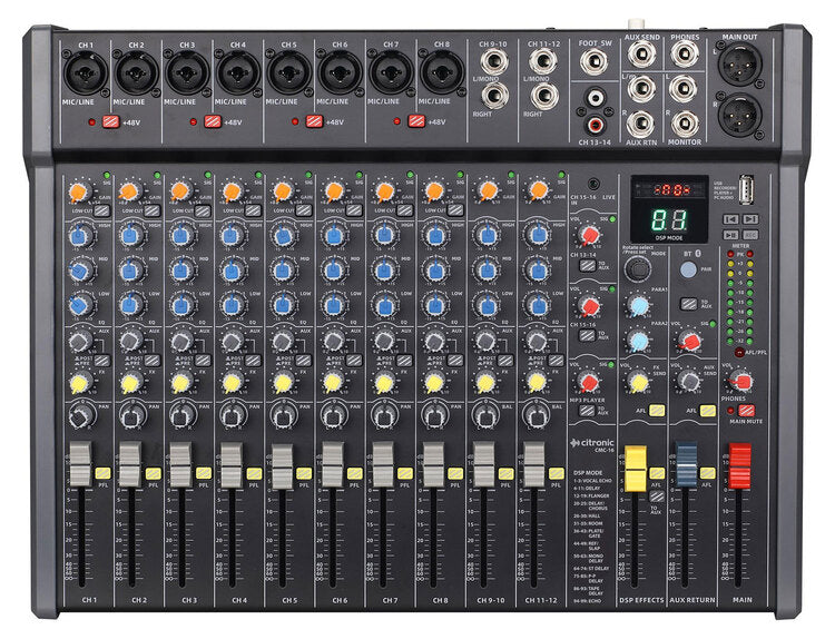 Konsola mikserska Citronic CMC-16 8 kanałów 16 wejść DSP USB BT PC