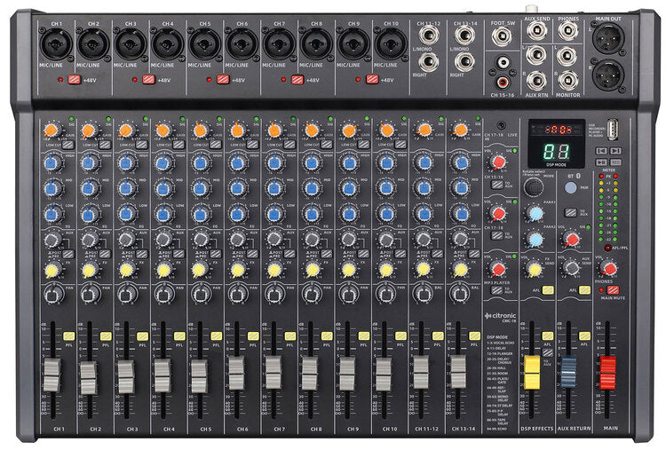 Konsola miksująca Citronic CMC-18 10 kanałów 18 wejść DSP USB BT PC