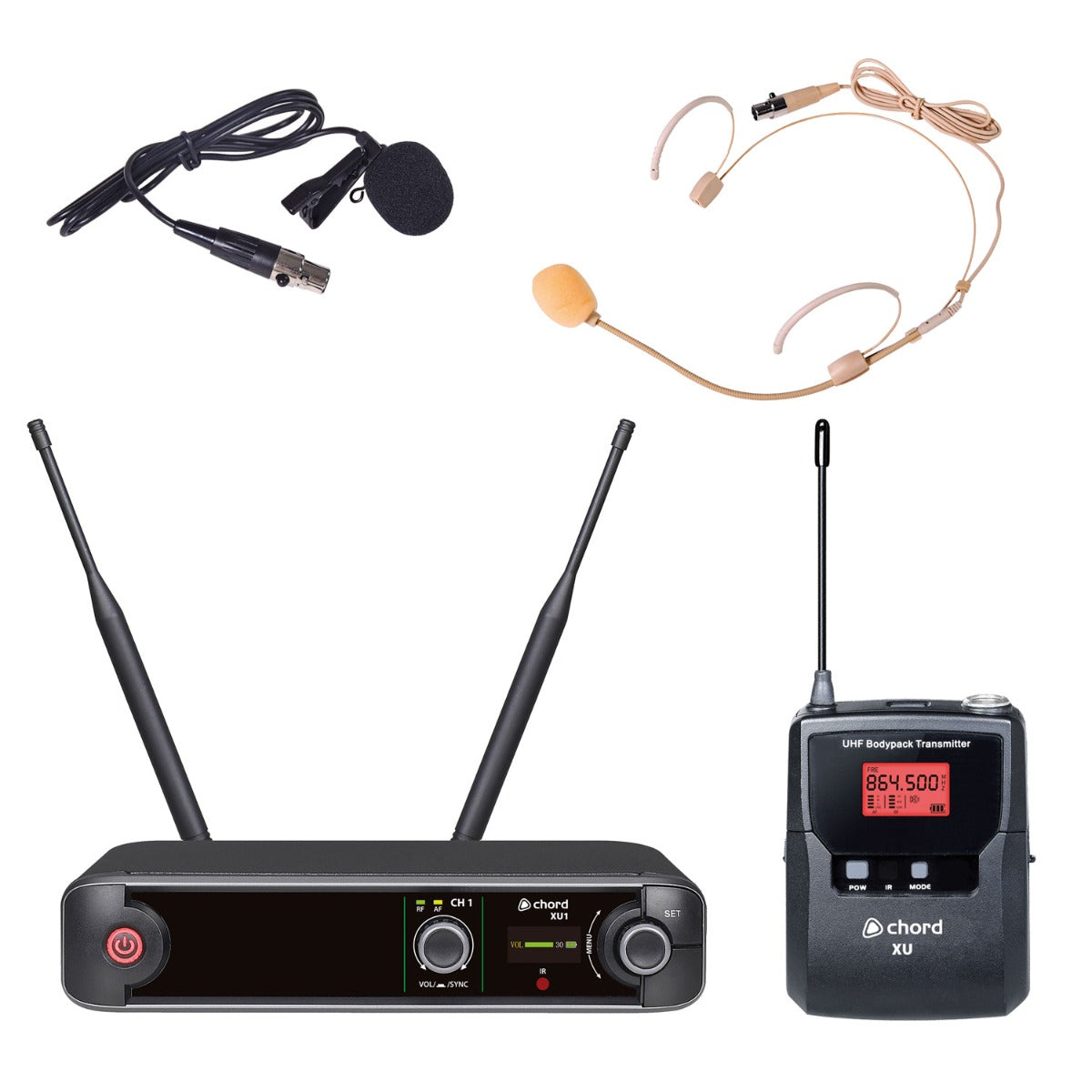 System mikrofonowy Chord XU1-B z paskiem na szyję i bodypackiem - mikrofon krawatowy