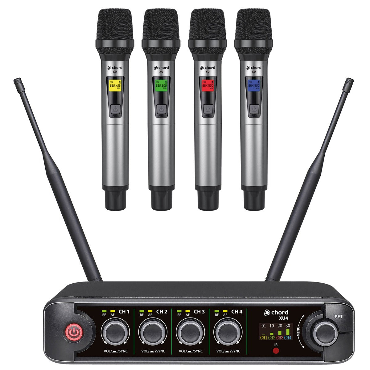 System mikrofonowy Chord XU4-H z 4 bezprzewodowymi mikrofonami ręcznymi