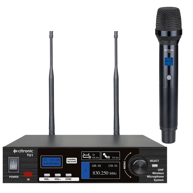 Citronic TU1-H bezprzewodowy system UHF z możliwością strojenia, mikrofon obsługiwany jedną ręką