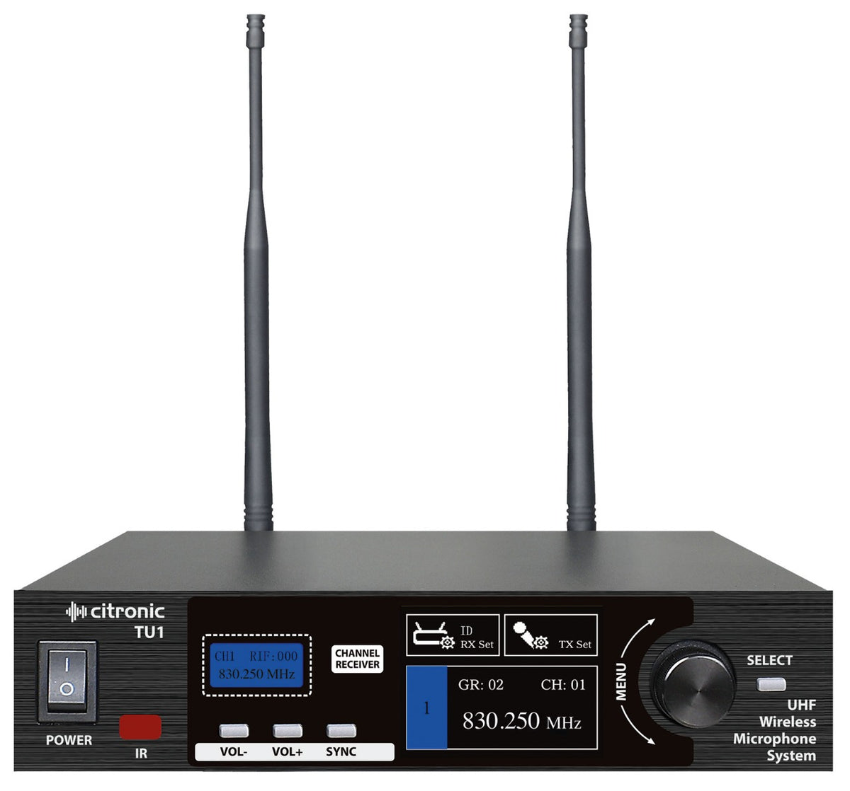 Citronic TU1-N bezprzewodowy system UHF z możliwością strojenia, 1 mikrofon nagłowny – zdjęcie 2