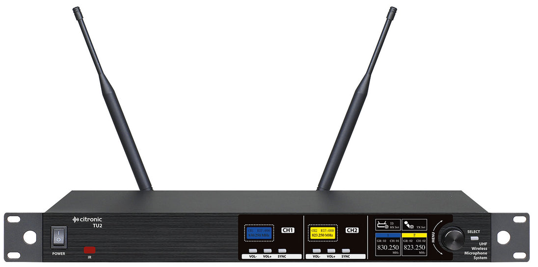 Citronic TU2-N, bezprzewodowy system UHF z możliwością strojenia, 2 mikrofony nagłowne – zdjęcie 2