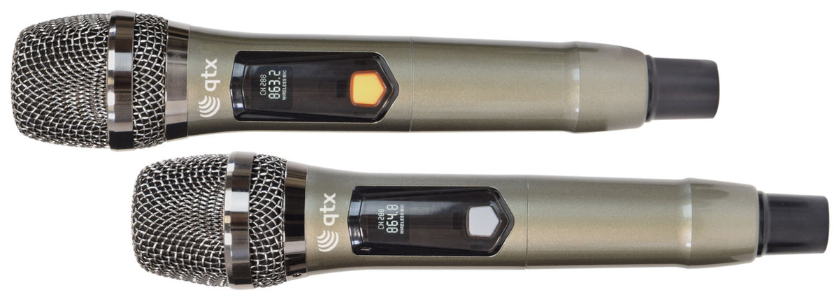 Zestaw mikrofonu bezprzewodowego QTX J-Mic UHF z 2 nadajnikami ręcznymi i pojedynczym odbiornikiem wtykowym – zdjęcie 4