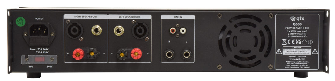 Wzmacniacz PA stereo MOSFET Qtx Sound Q600 2x 300W – zdjęcie 3