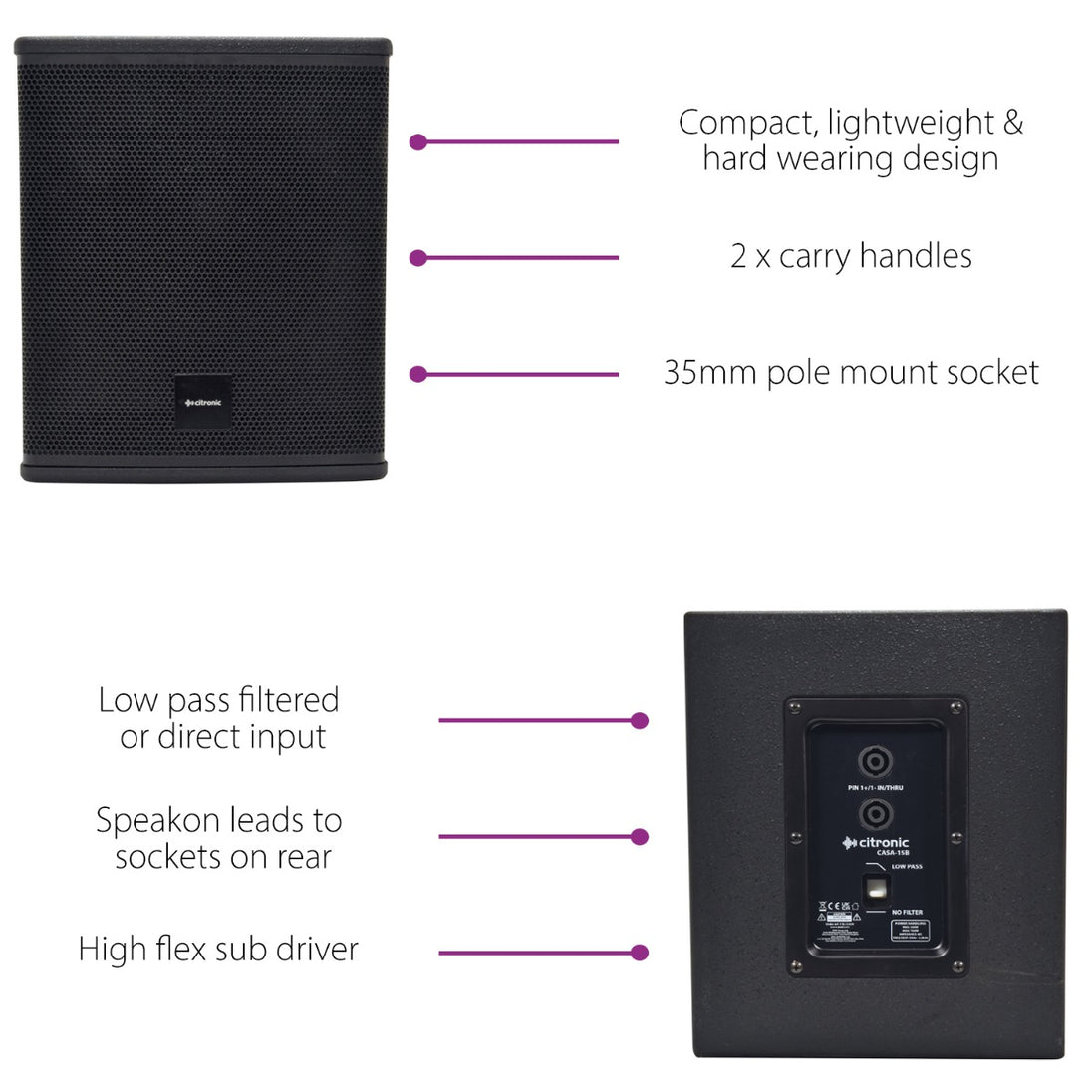 Citronic CASA-15B 500W RMS Subwoofer pasywny – zdjęcie 6