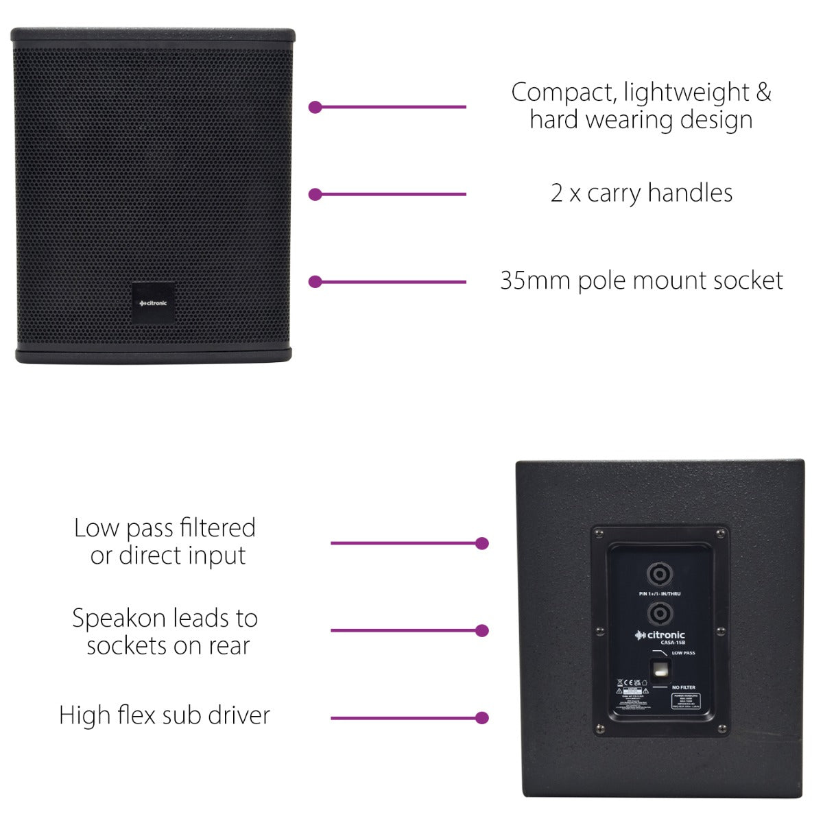 Citronic CASA-15B 500W RMS Subwoofer pasywny – zdjęcie 6