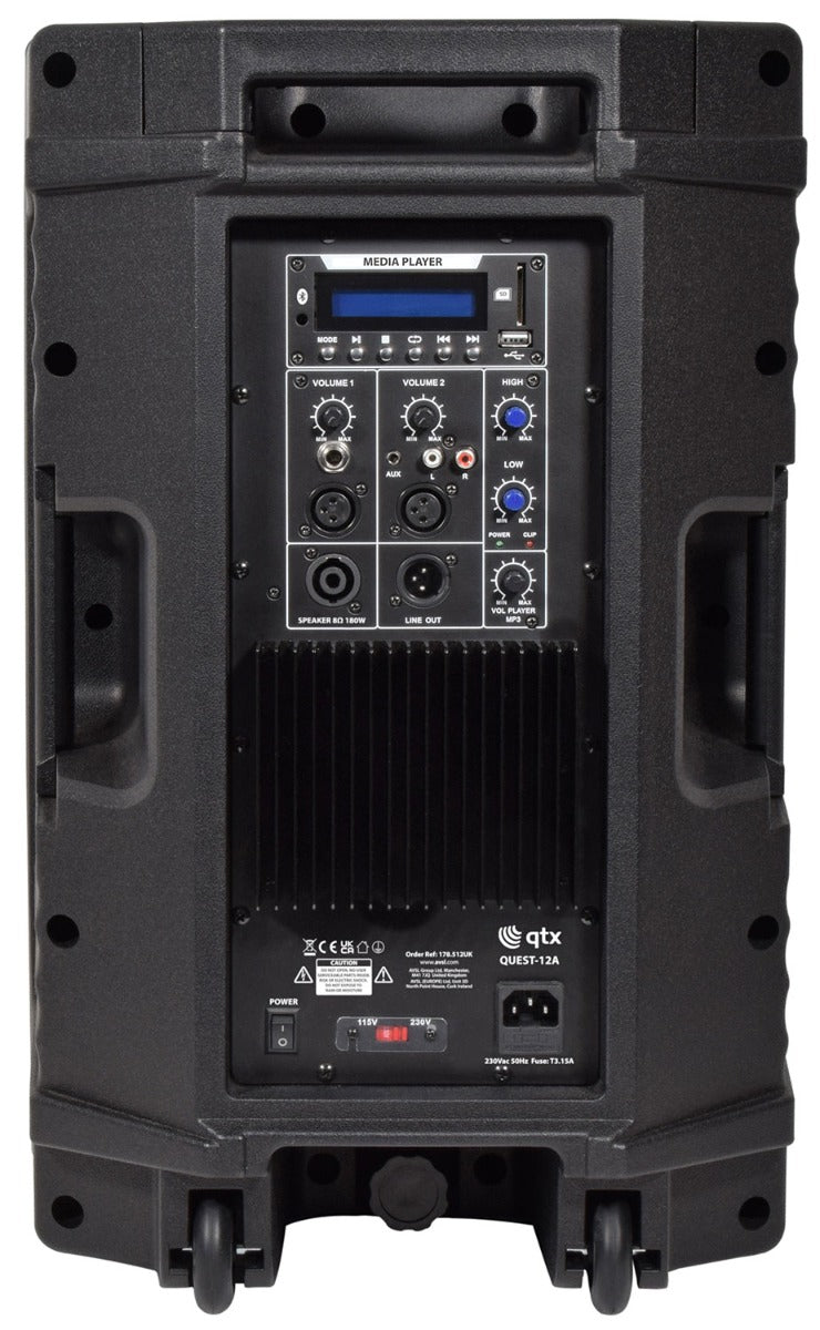 QTX Quest 12A 180W RMS Aktywny głośnik PA z USB/SD/BT – zdjęcie 4