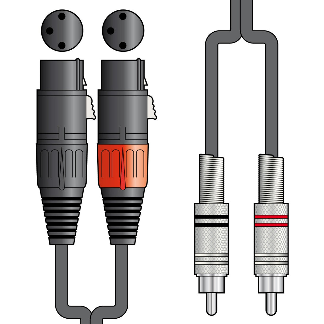 Kabel audio Red Sound XF075 2 x XLR żeński - 2 x RCA 0,75 m – zdjęcie 3
