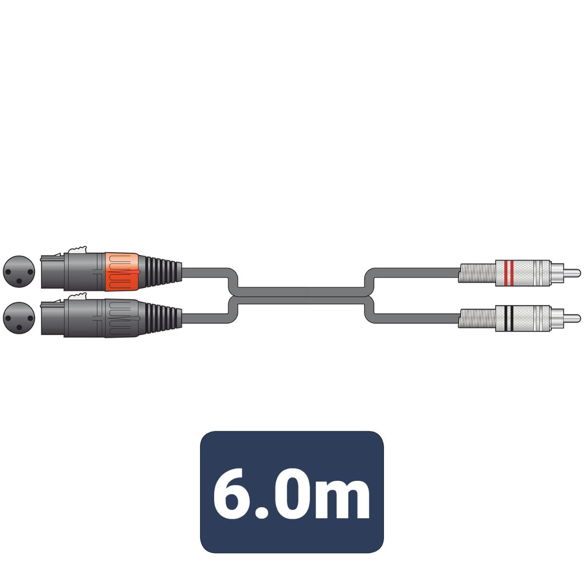 Kabel audio Red Sound XF600 2 x XLR żeński - 2 x RCA 6m