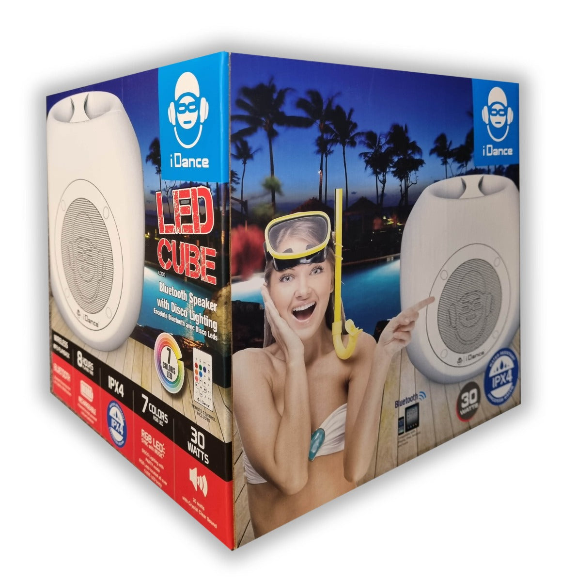 iDance Audio LC100 Led Cube – wodoodporny głośnik Bluetooth z diodą LED – zdjęcie 3