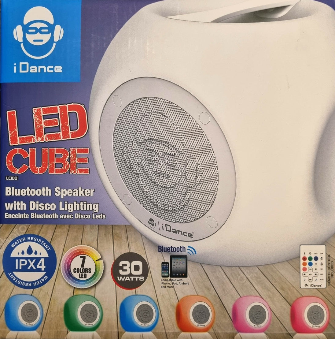 iDance Audio LC100 Led Cube – wodoodporny głośnik Bluetooth z diodą LED – zdjęcie 6