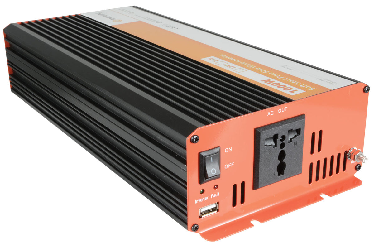 Falownik Mercury IPS1000-12 z łagodnym startem i czystą falą sinusoidalną (wersja brytyjska) 1000 W 12 V DC