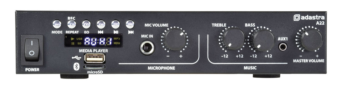 Wzmacniacz stereo Adastra A22 2 x 55 W z Bluetooth i złączem mikrofonowym – zdjęcie 2