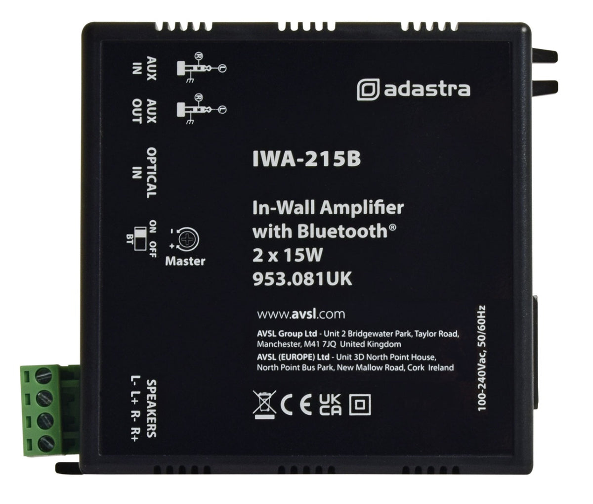Adastra IWA215B Bluetooth 5.0 stereo wbudowany moduł wzmacniacza 2x 15W