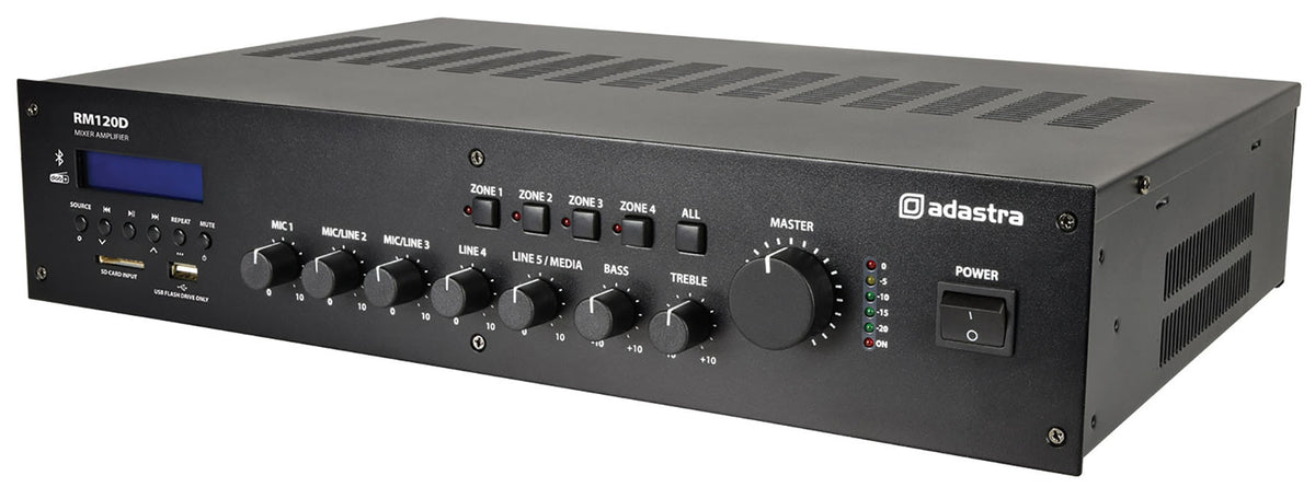 Wzmacniacz miksujący Adastra RM120D 100 V z DAB+ BT USB/SD