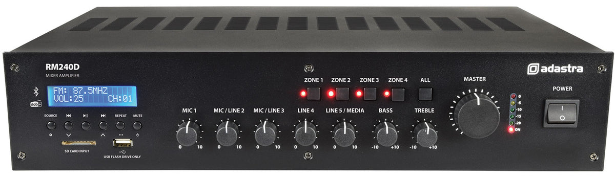 Wzmacniacz Adastra RM240D 100V 4-strefowy BT/USB/SD/DAB+ 240W – zdjęcie 2