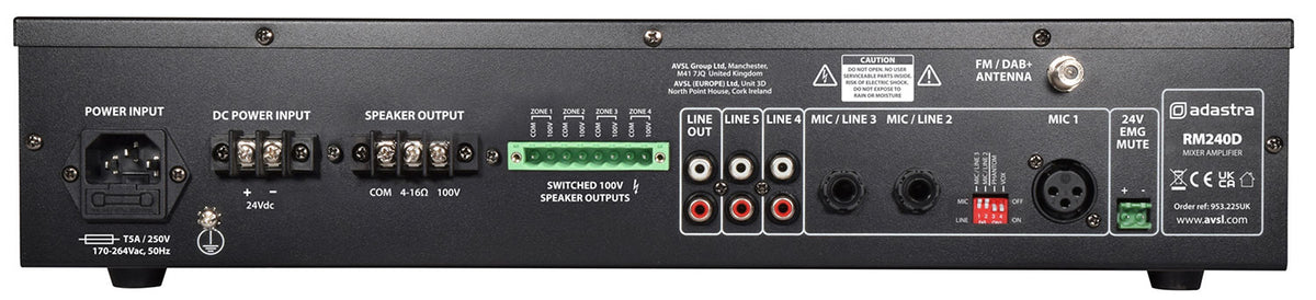 Wzmacniacz Adastra RM240D 100V 4-strefowy BT/USB/SD/DAB+ 240W – zdjęcie 3