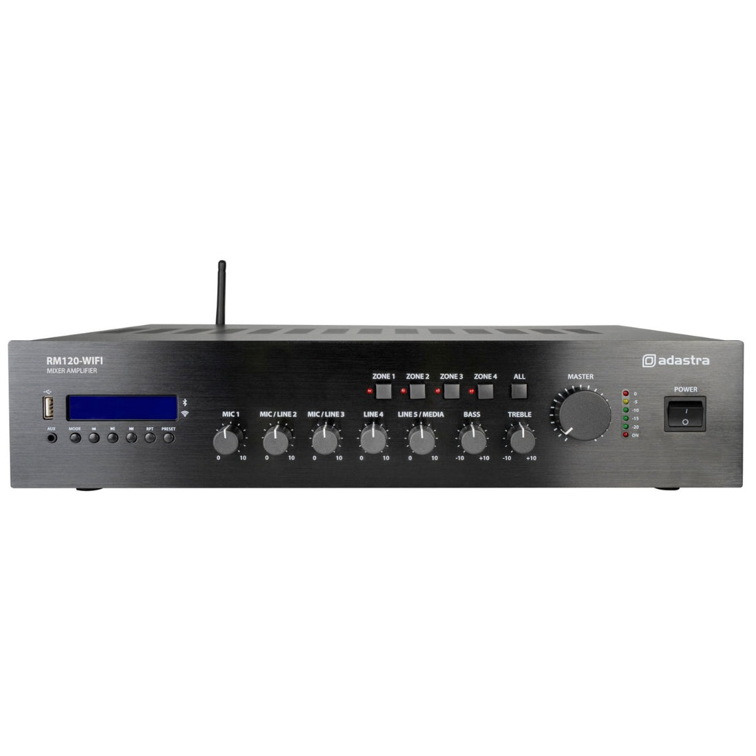 Wzmacniacz miksujący Adastra RM120-Wifi 100V z WIFI i LAN 120W