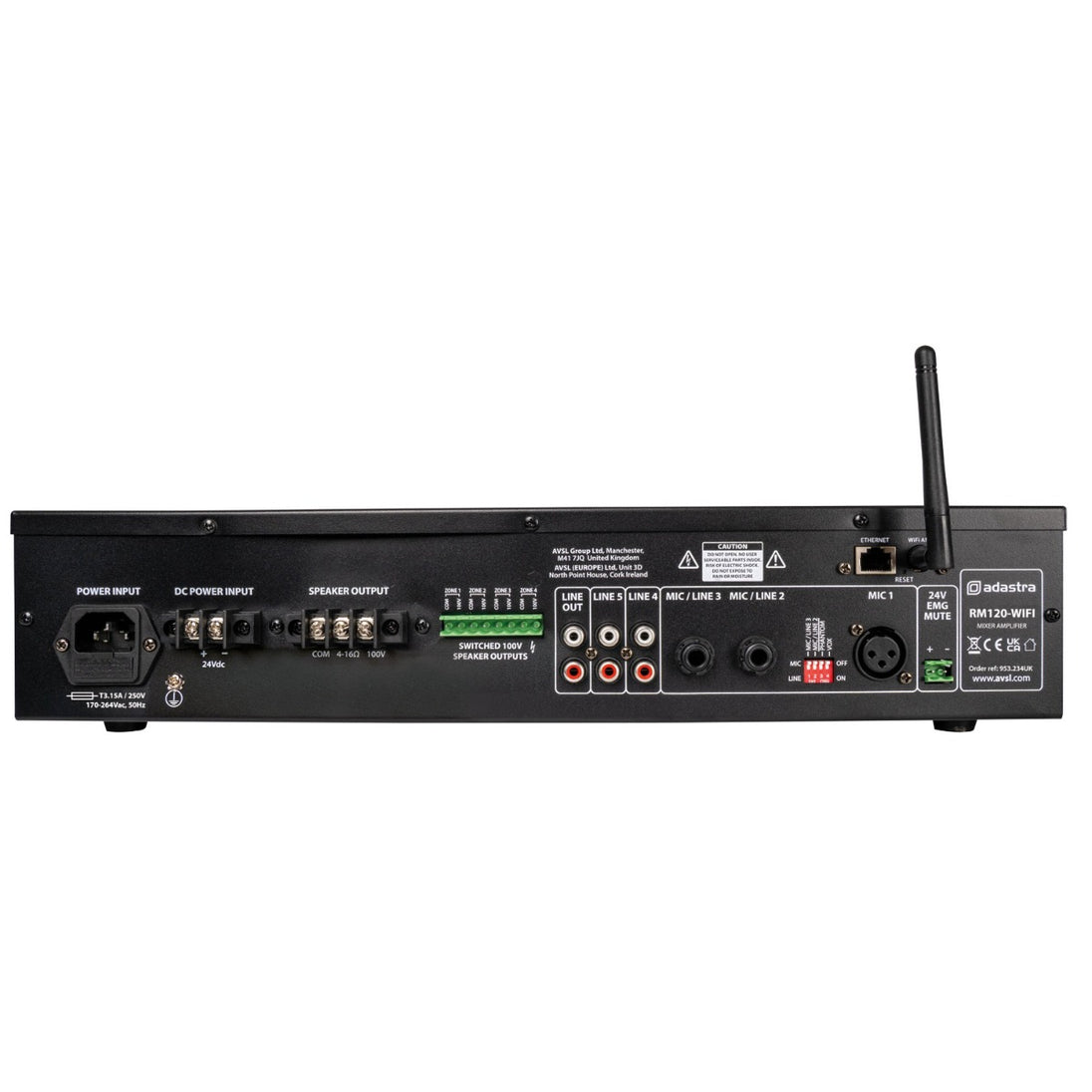 Wzmacniacz miksujący Adastra RM120-Wifi 100V z WIFI i LAN 120W – zdjęcie 4
