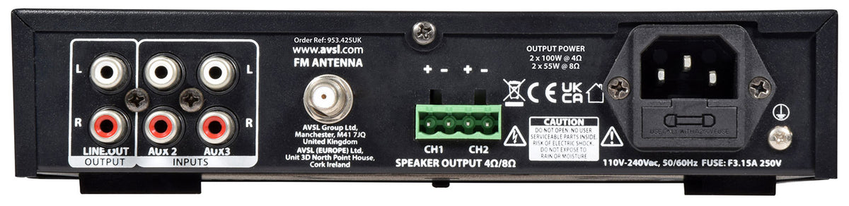 Wzmacniacz stereo Adastra A200 2 x 100 W z Bluetooth i połączeniem mikrofonowym – zdjęcie 3