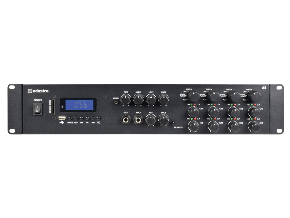 Wzmacniacz stereo PA wielostrefowy Adastra A8 8x 200W