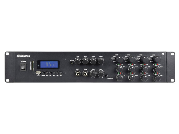 Wzmacniacz stereo PA wielostrefowy Adastra A8 8x 200W
