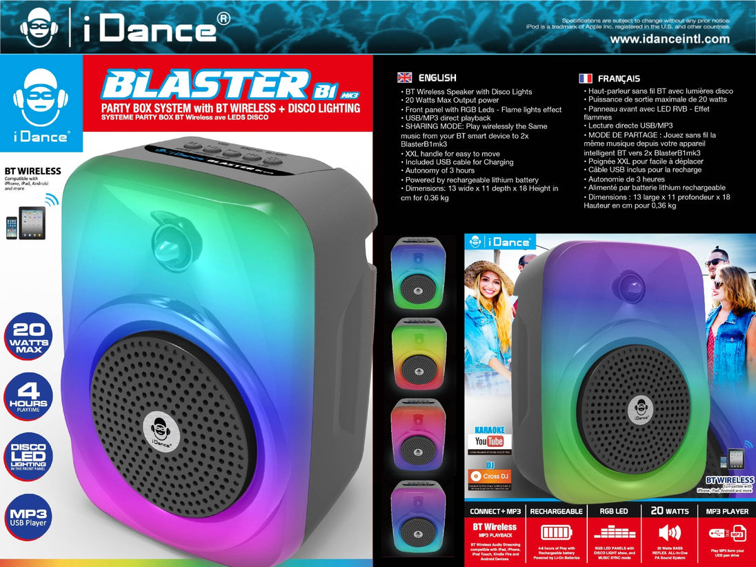 Głośnik imprezowy iDance Audio Blaster B1MK3 z Bluetooth i oświetleniem – zdjęcie 4