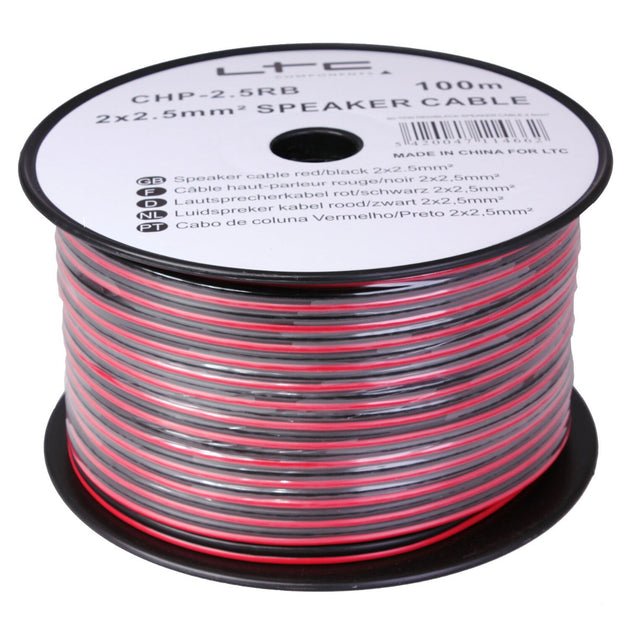 Kabel głośnikowy czerwono-czarny 2x2,5mm² 100 metrów
