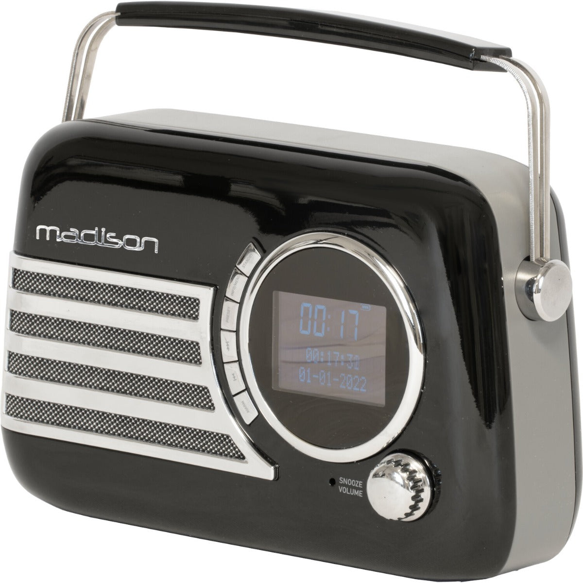 Freesound VR40BK-DAB modne czarne radio retro z FM DAB BT i baterią