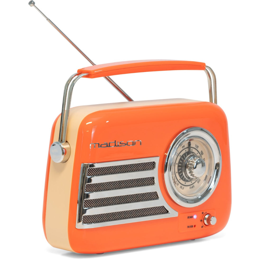 Radio retro z akumulatorem Madison Freesound VR40OR w kolorze pomarańczowym – zdjęcie 4