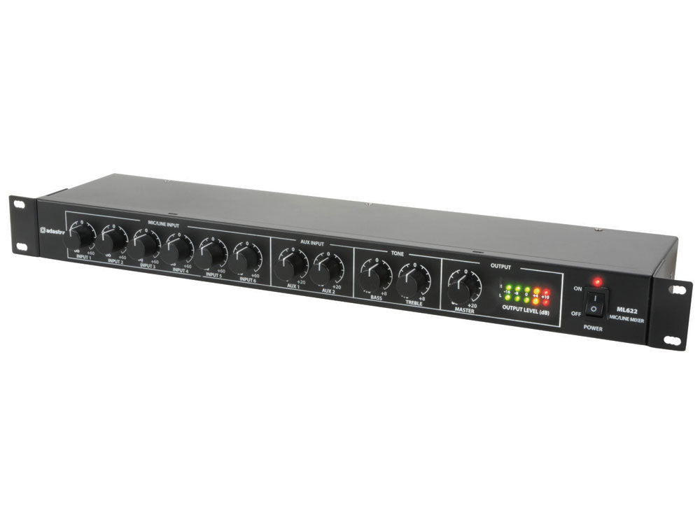 Citronic ML622 1U 6x mikrofon 2x linia mikser rack 19"
