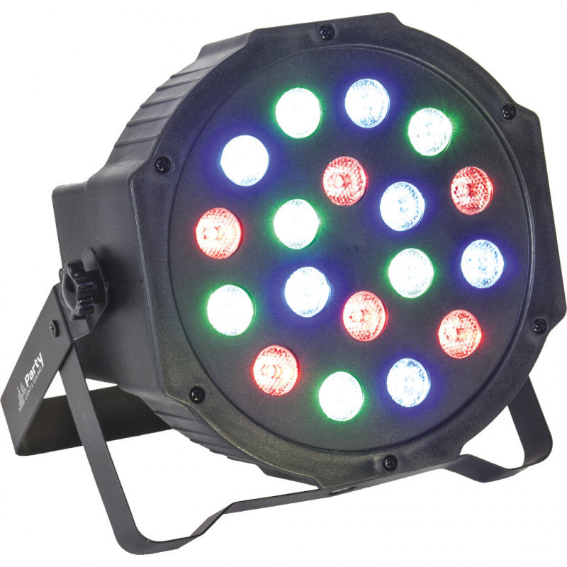 Oświetlenie imprezowe Party-PAR181 sterowane DMX, diody LED PAR 18x 1W RGB