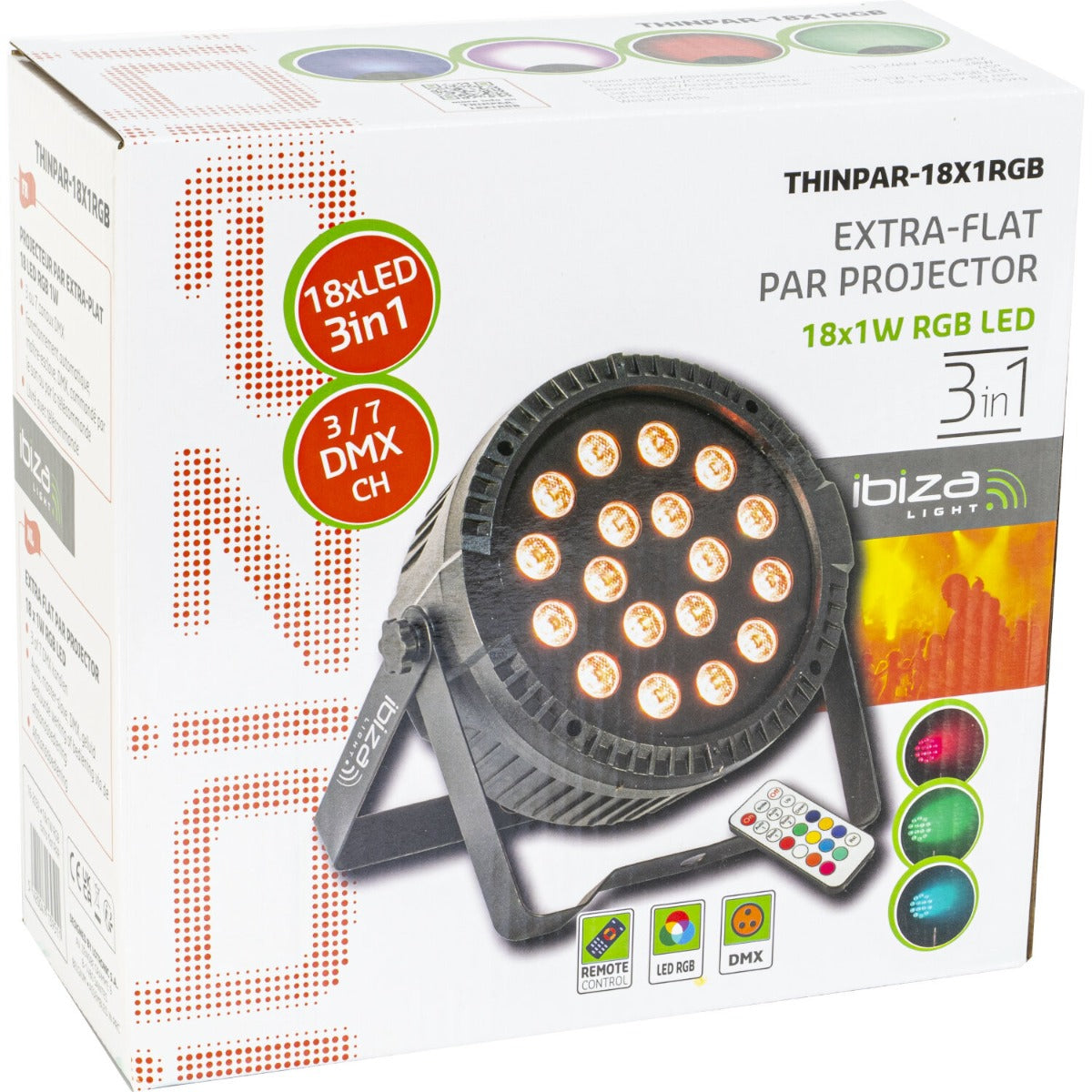 Projektor Par Ibiza Light Thinpar 18x1W RGB, bardzo płaski – zdjęcie 3
