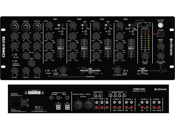 Citronic CDM8:4 USB 19" wbudowany mikser DJ – zdjęcie 4