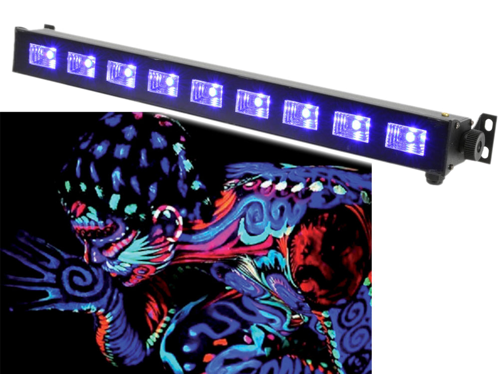 Listwa LED Qtx UVB-9 z czarnym światłem ultrafioletowym, 9 diod UV o mocy 3 W