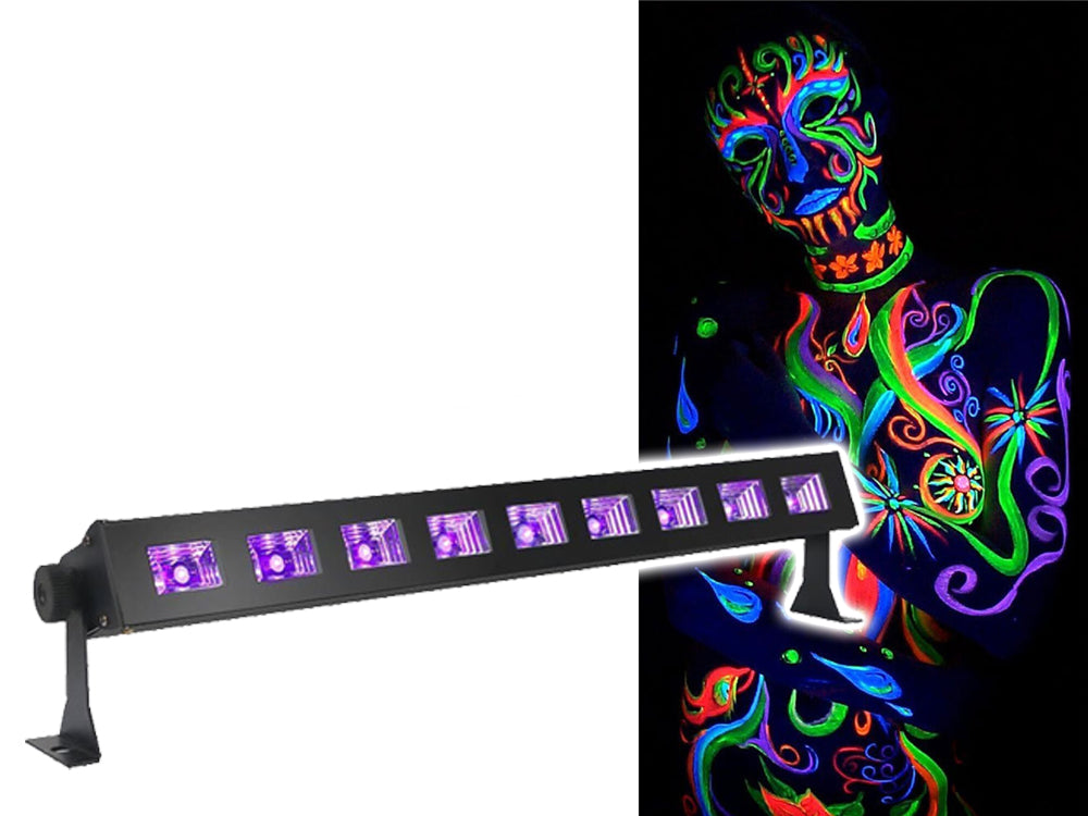 Ibiza Light LED-UVBAR9 9x3 W, światło myjące czarne